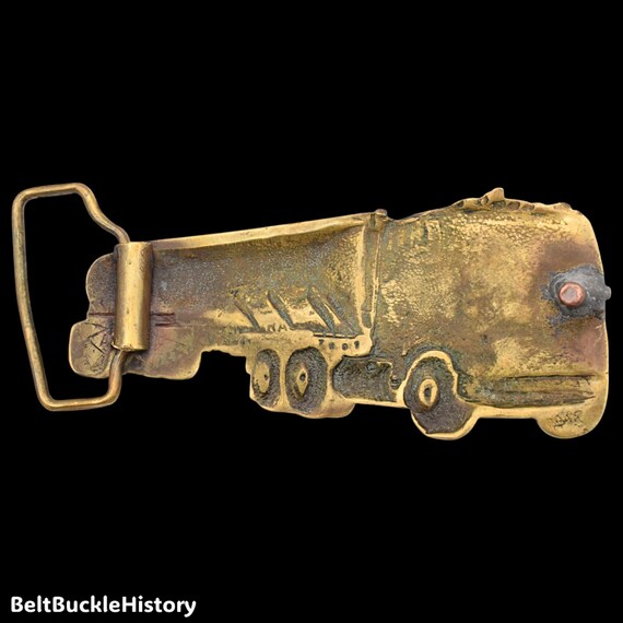 Solid Brass Semi Tanker Truck Vintage Belt Buckle View 4