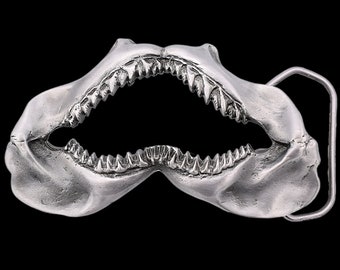Shark Jaws Teeth Beach Surfer Bum Nautical Deep Sea Ocean Belt Buckle