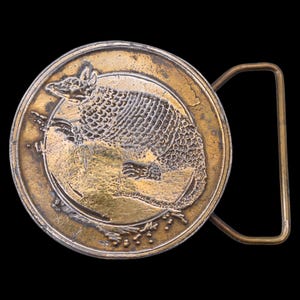 Armadillo Southwestern Silver Plated Solid Brass Vintage Belt Buckle