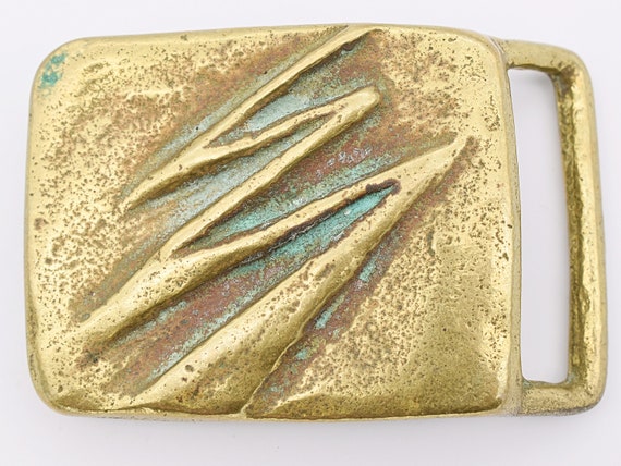 Solid Brass Trinity Buckle Rare Lightning Bolt 19… - image 1