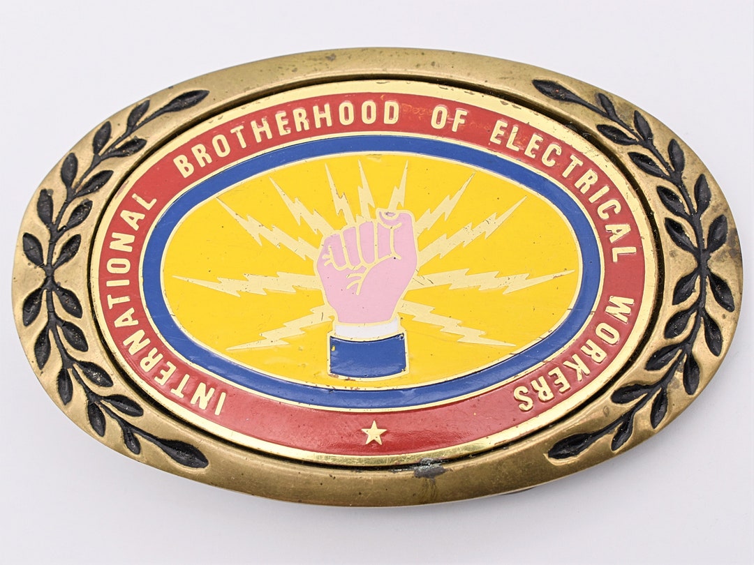 International Brotherhood of Electrical Workers IBEW Solid Brass 1980s Vintage Belt Buckle Etsy Canada