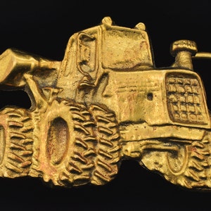 1970s Front End Loader Solid Brass Vintage Belt Buckle