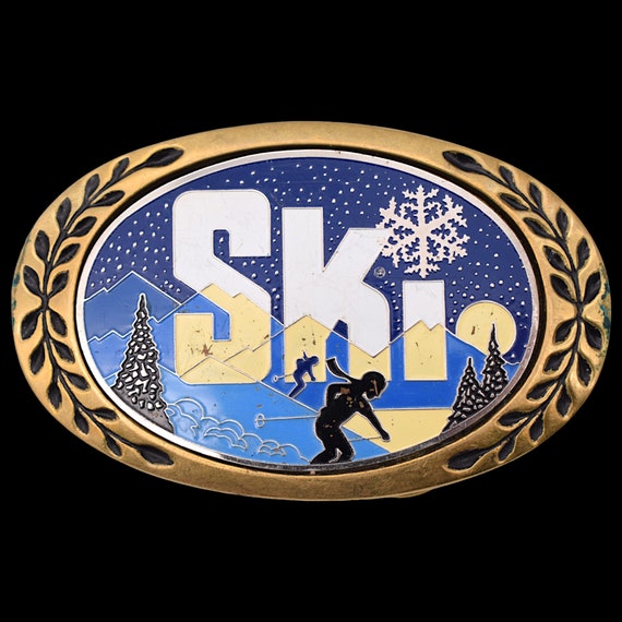 Ski Slopes Snowflake Solid Brass 1980s Vintage Be… - image 1