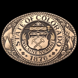 Colorado State Seal Solid Brass Tony Lama Vintage Belt Buckle