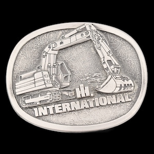 IH Excavator International Harvester Equipment Mechanic Operator Backhoe Construction Mining Vintage Belt Buckle