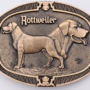 Solid Brass Rottweiler Dog Breed Vintage Belt Buckle