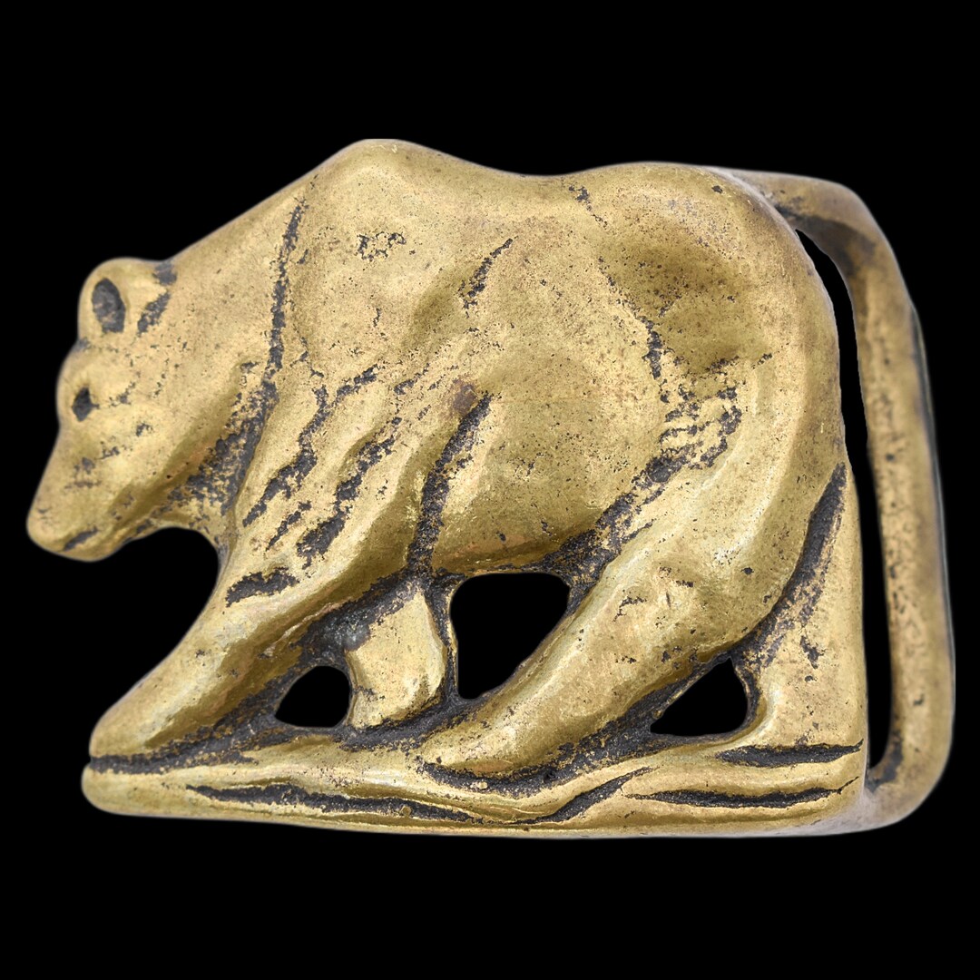 Solid Brass Bear 1970s Trinity Buckle Co. Vintage Belt  display picture 3