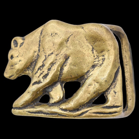 Solid Brass Bear 1970s Trinity Buckle Co. Vintage… - image 1