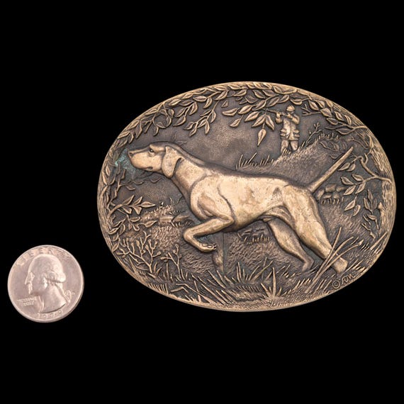 Pointer Hunting Dog Solid Brass Vintage Belt Buck… - image 5