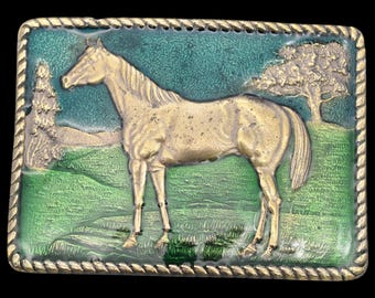 Horse Vintage Belt Buckle by Great American Buckle Co [1979]