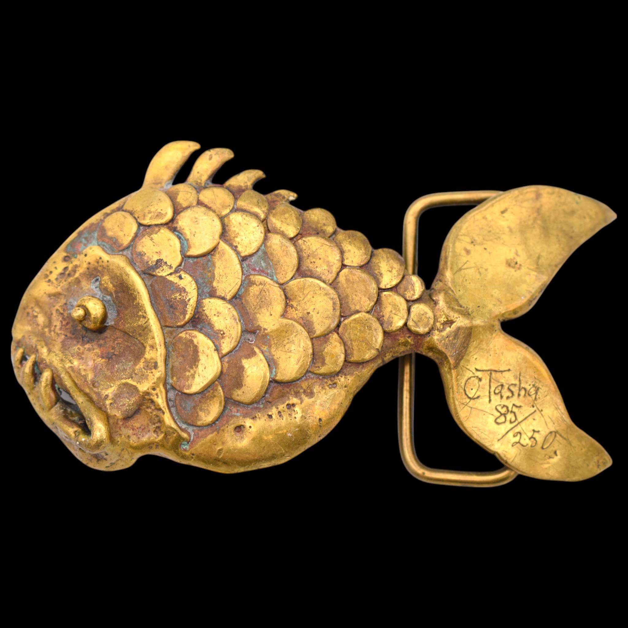 Carl Tasha Anglerfish Sea Creature Solid Brass 1970s Vintage Belt