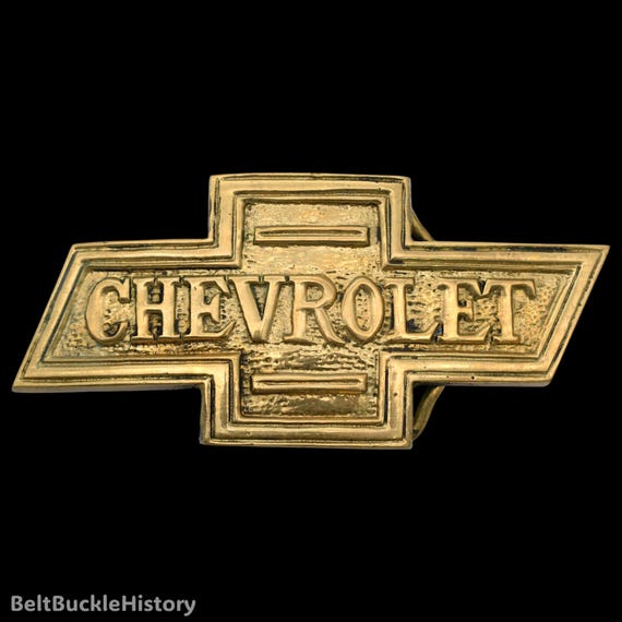 Solid Brass Chevy Chevrolet 1970s Vintage Belt Buckle by BBB Baron Buckles