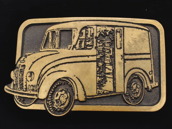 Box Van Solid Brass Vintage Belt Buckle