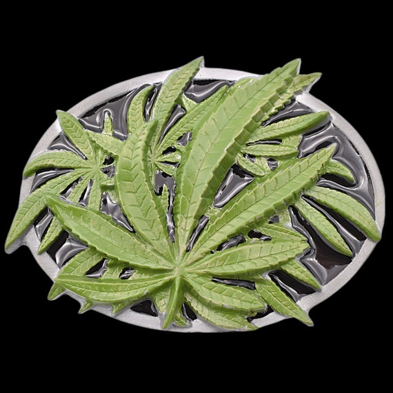 Marijuana Pot Leaf Pewter Belt Buckle