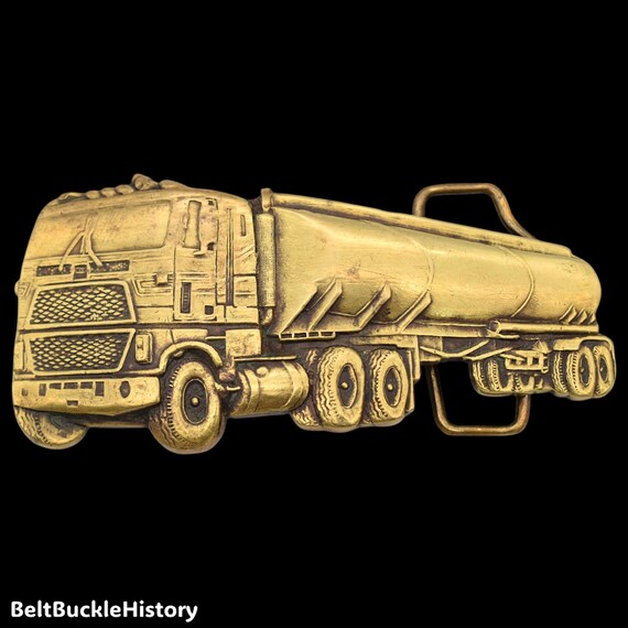 Solid Brass Semi Tanker Truck Vintage Belt Buckle