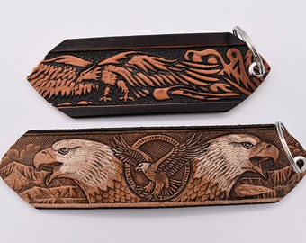 Handmade Leather Keychain Eagles