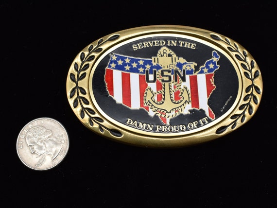 United States Navy Damn Proud Solid Brass Belt Buckle 