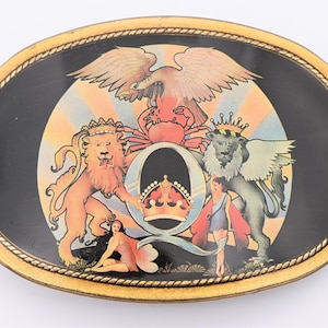 Vintage David Bowie Portrait Belt Buckle - Black, Gold, Orange David Bowie Ziggy Stardust Rock Music Memorabilia Rare 1970s  main image 2