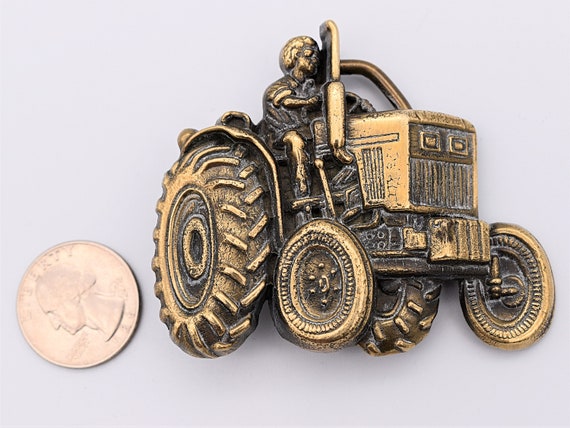 Solid Brass Tractor Farming Farmer Agriculture Ga… - image 3