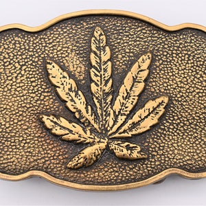 Solid Brass Marijuana Pot Leaf Vintage Belt Buckle