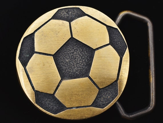 Solid Brass Soccer Ball 1970s Vintage Belt Buckle