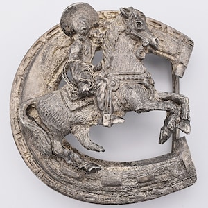 Sombrero Horse Rider Horseshoe Vintage Belt Buckle