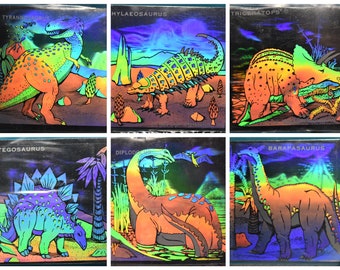 Dino Hologram Stickers Rare 3D Light Impressions, Inc. ~ Tyrannosaurus Stegosaurus Triceratops Jurassic Dinosaurs