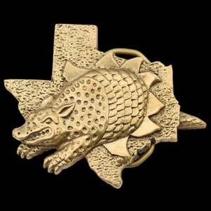 Texas Armadillo Solid Brass Vintage Belt Buckle