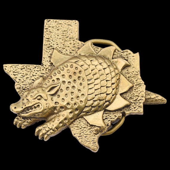 1970s Armadillo Solid Brass Vintage Belt Buckl Gem