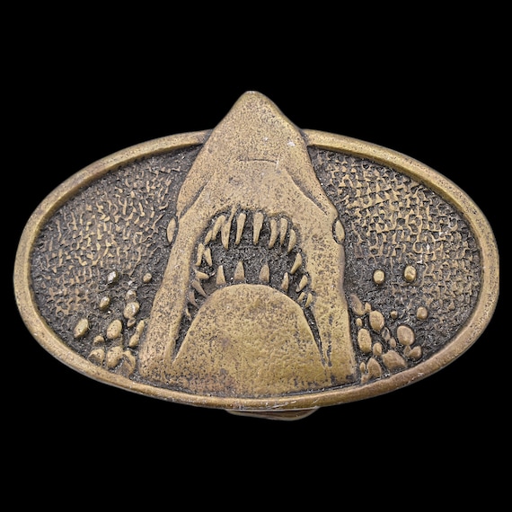 Jaws Movie Poster Shark Vintage Belt Buckle Gem