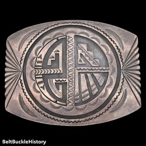 Cecil Ashley Navajo Geometric Sterling Silver Sheet Vintage Belt Buckle SIGNED