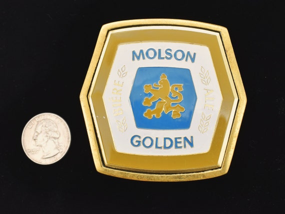 Molson Beer Solid Brass Vintage Belt Buckle - image 3