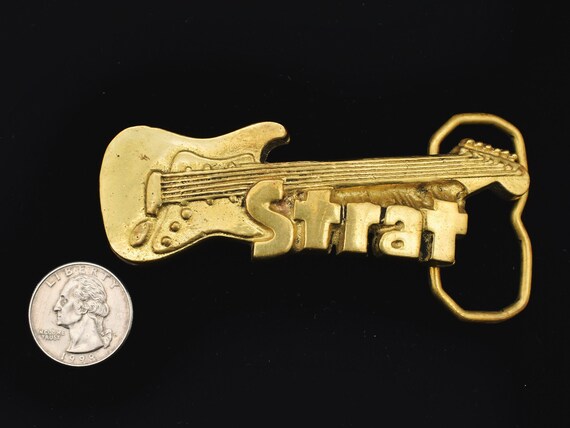 Strat Guitar Solid Brass 1970s Vintage Belt Buckle - image 3