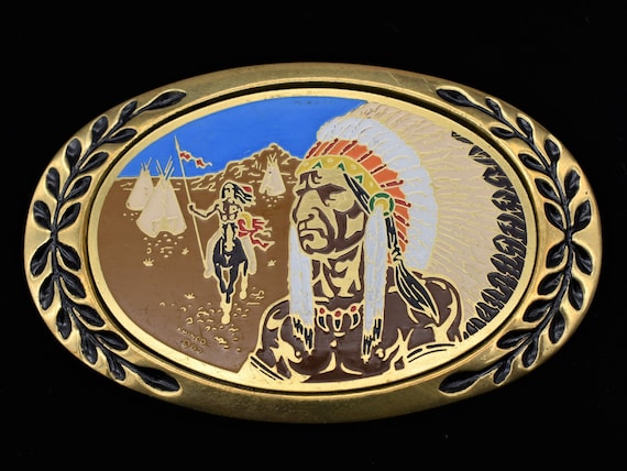 Native American Feather Headdress Village Pony Chief Solid  display picture 2