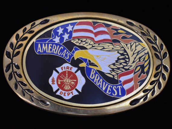 FIREFIGHTERS "AMERICA'S BRAVEST"  Brass Hat Pin 
