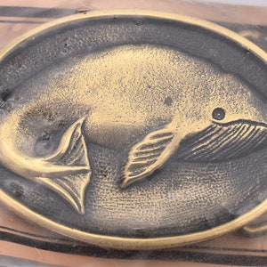Solid Brass Whale BTS New Old Stock Humpback Blue Gray Whale Vintage Belt Buckle