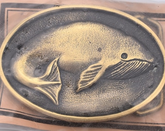 Vintage 70\'s - 80\'s Sperm Whale Solid Brass Belt Buckle with Black Epoxy Resin PENCO Sperm Whale Solid Brass Belt Buckle Vintage Unique  main image 4