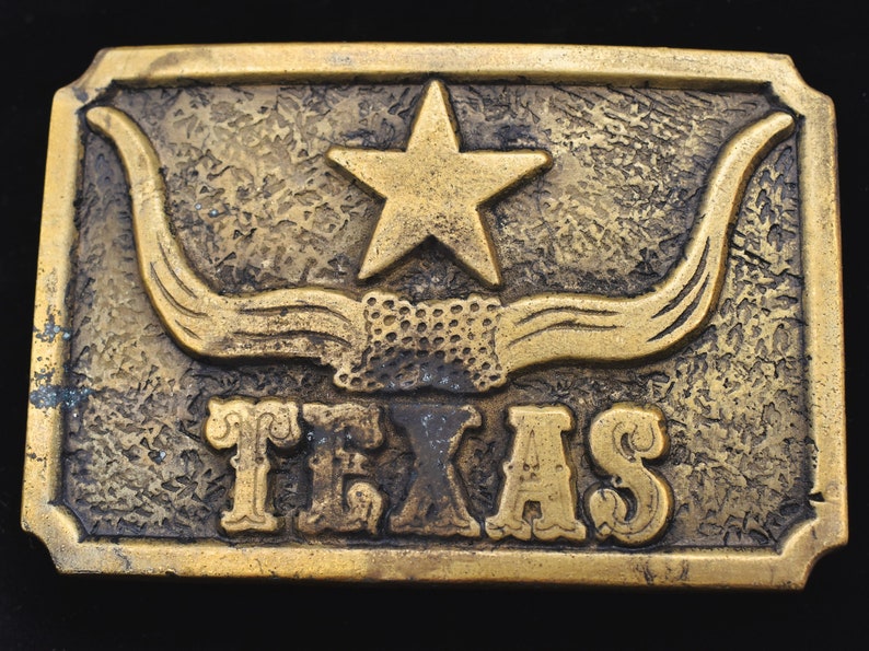 1970s Texas Lone Star State Longhorns Vintage Belt Buckle CDC Metalworks image 1