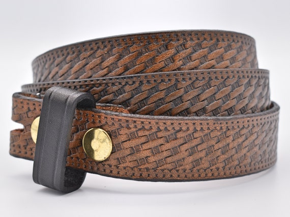 Vintage Genuine Leather Brown Braid Weave Pattern 1.25 Inch  display picture 2