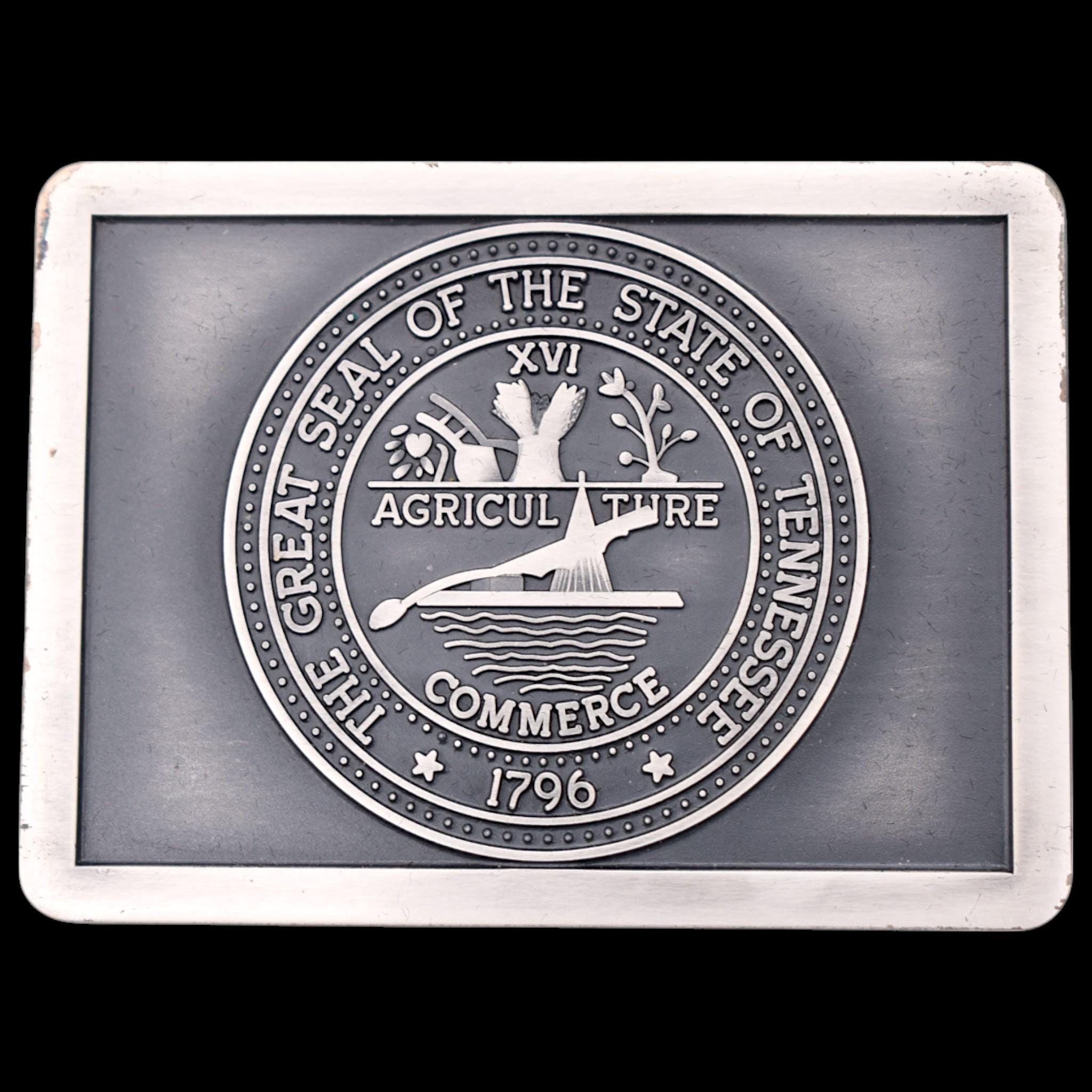 State of Tennessee Belt Buckle Official Seal 1796 Agriculture Commerce 2.5\