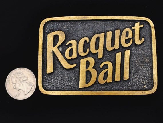 Racquet Ball 1970s Vintage Solid Brass Belt Buckle - image 3