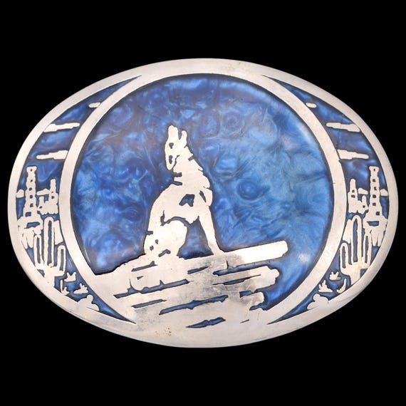 Desert Wolf Silver Plated Solid Brass Vintage Bel… - image 1