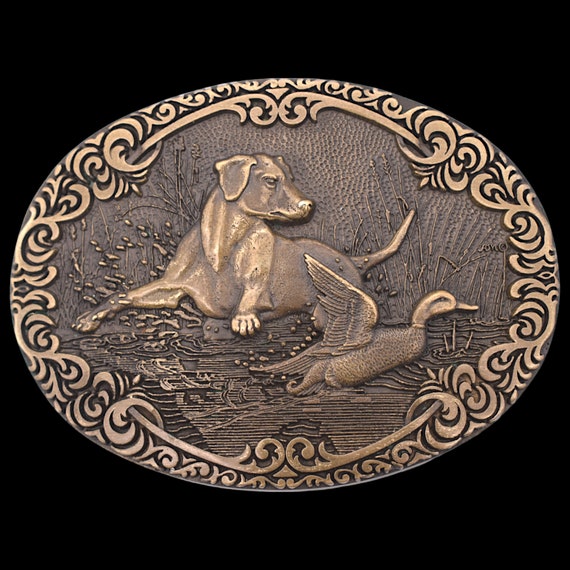 Retriever and Duck Bird Dog Vintage Solid Brass B… - image 1