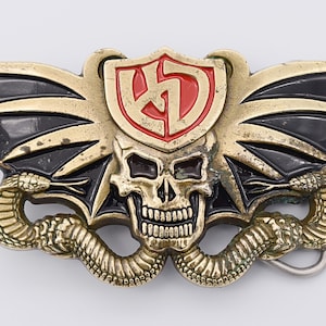 Harley Davidson Winged Skull Cobra Serpent Snake Solid Brass Vintage Belt Buckle