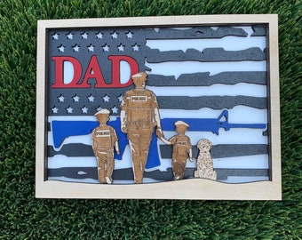 Father’s Day Frame| Police Officer Father’s Day | Personalized Dad And Kid Decor | Gift for Dad | Father's Day | Father's Day Gifts
