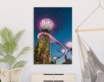 Supertree Grove at Gardens by the Bay in Singapore artwork for home, Singapore wall decor, Singapore print canvas, Gardens by the Bay decor