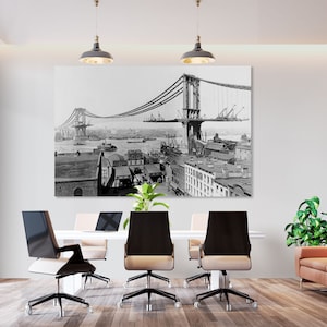 Arte mural del puente de Manhattan de Nueva York Arte en lienzo del East River Impresión de Nueva York Decoración de pared de Nueva York Arte mural de Nueva York Ciudad de Nueva York