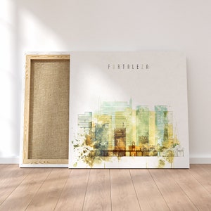Fortaleza framed canvas wall art, Brazil prints on canvas, ready to hang at your home or office, Fortaleza watercolor wall art