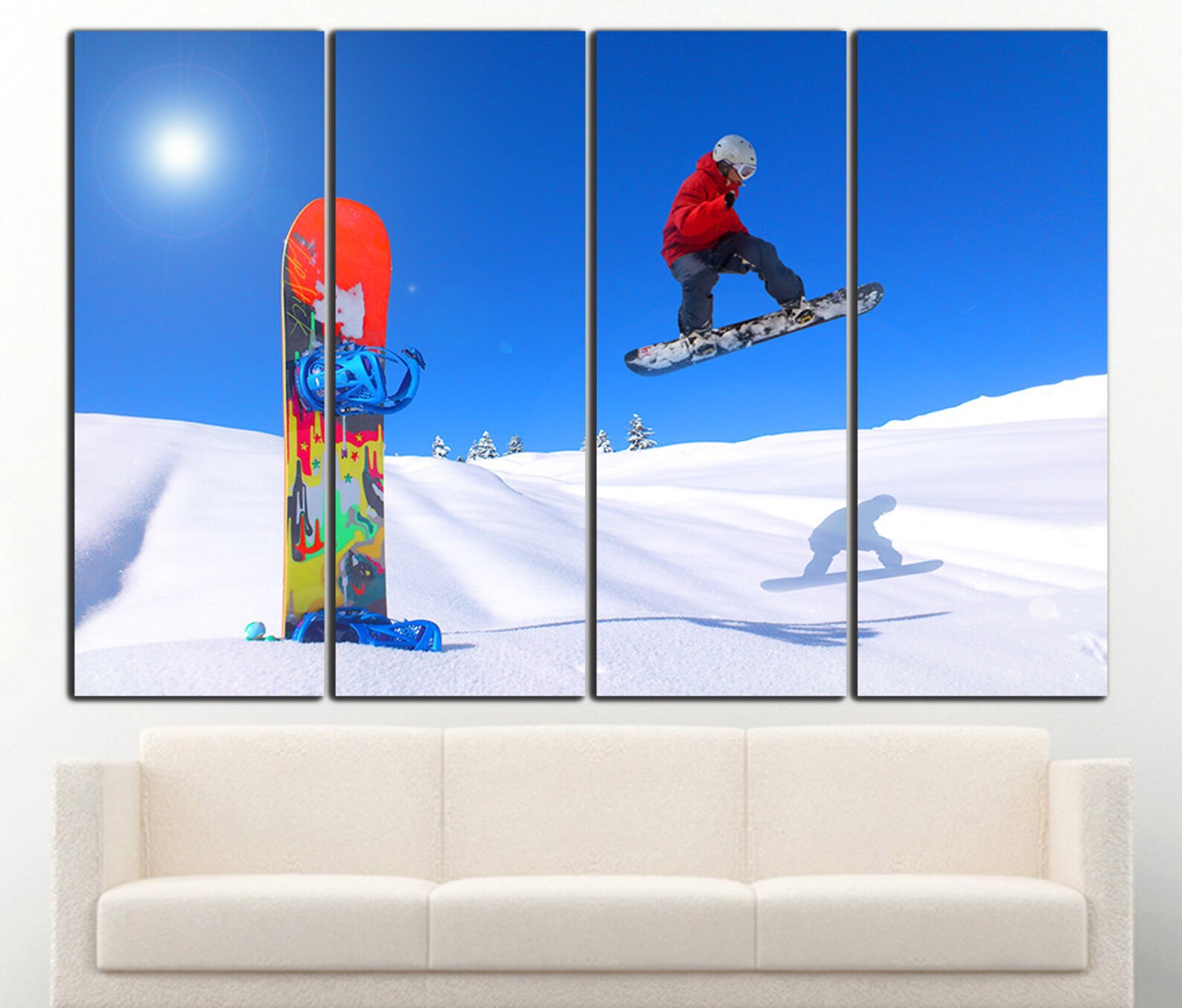 Snowboard wall art Snowboard wall decor Snowboard canvas Etsy