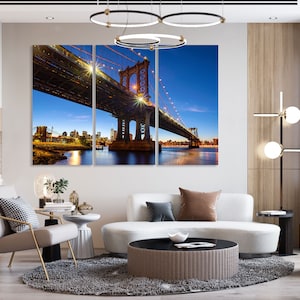 Canvas Set of Manhattan Bridge, New York wall decor art, New York large wall art, New York modern wall decor, New York picture print canvas